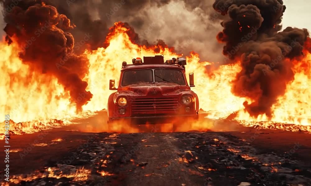Firetruck engulfed in flames Firetruck engulfed in flames