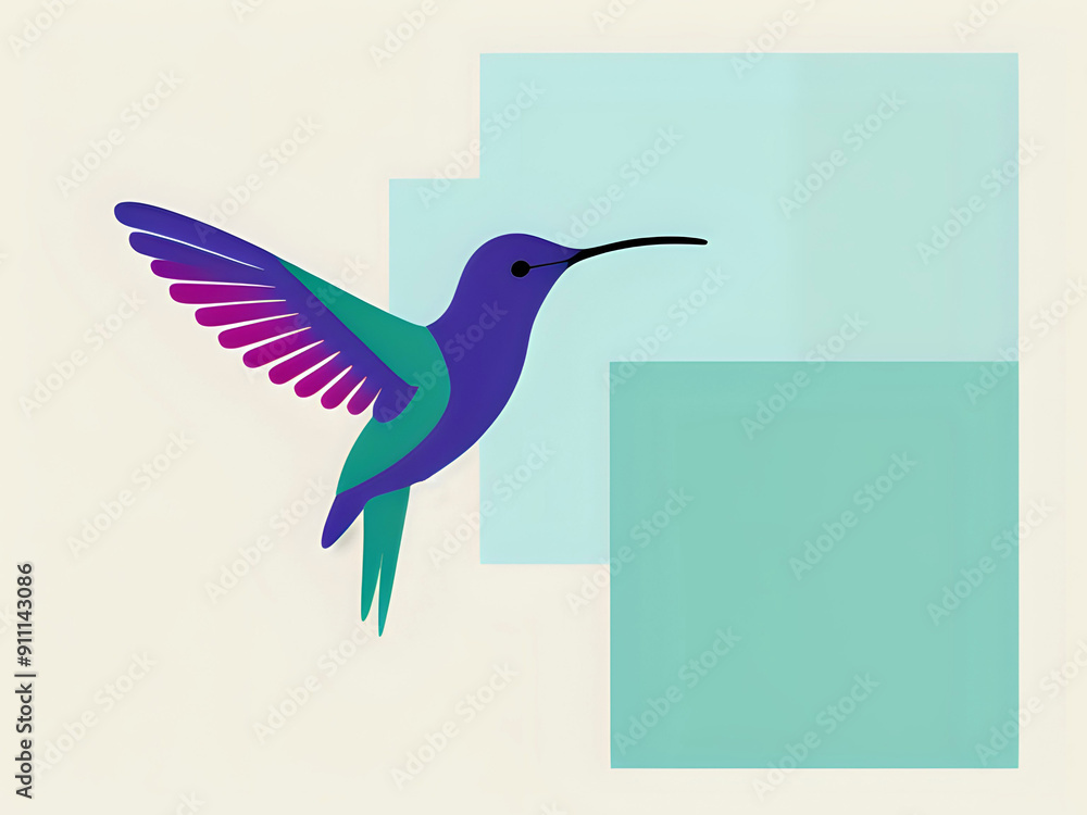 Obraz premium abstrakter lila grüner Kolibri