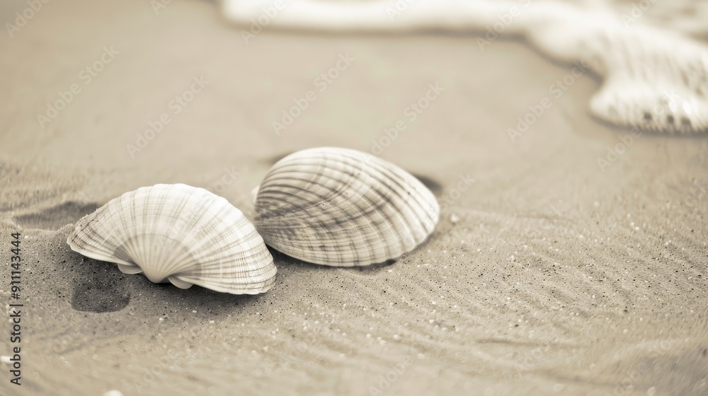 Two shells on sandy beach Desaturated Two shells on sandy beach Desaturated