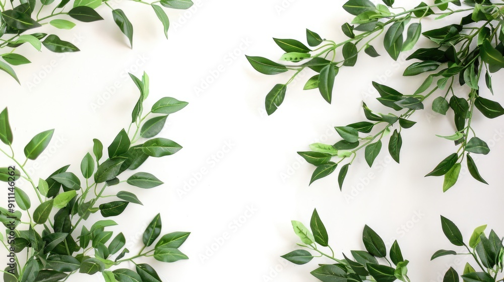 Italian ruscus twigs in floral corner setup on white backdrop Italian ruscus twigs in floral corner setup on white backdrop