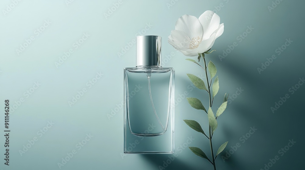 Perfume bottle with a simple and elegant design with flowers Perfume bottle with a simple and elegant design with flowers