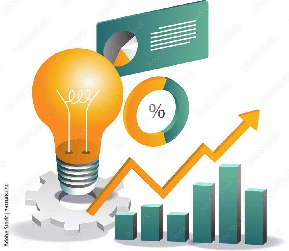 Light bulb with graph and business chart, symbolizing innovation and growth in business strategy Light bulb with graph and business chart, symbolizing innovation and growth in business strategy