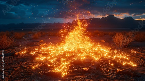 Fiery Starburst in a Desert Landscape photo