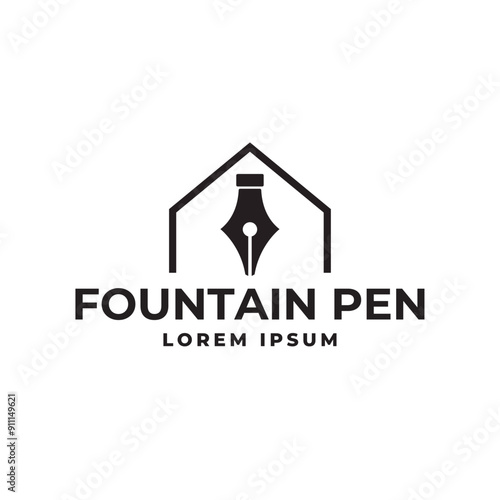 Free Download Fountain pen icon vintage style, vector illustration. - GFXLoad