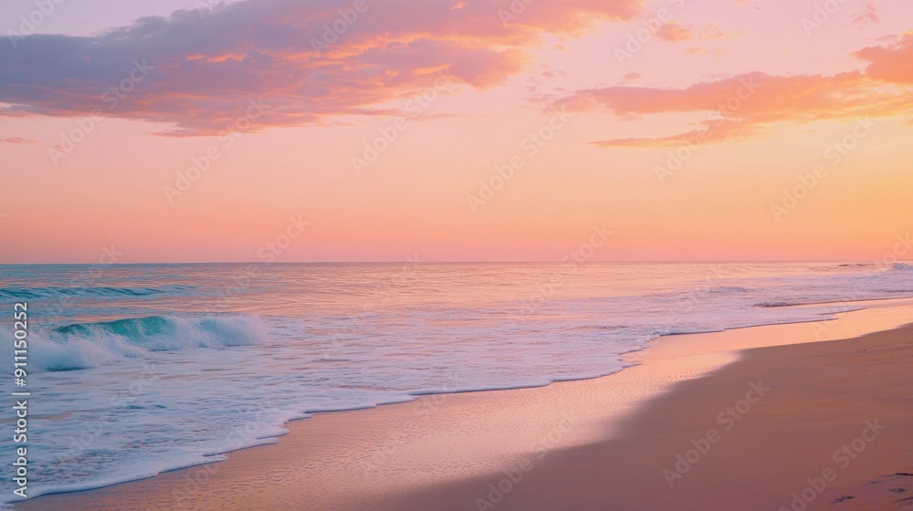 Fototapeta premium Pink Sunset Over a Tranquil Beach