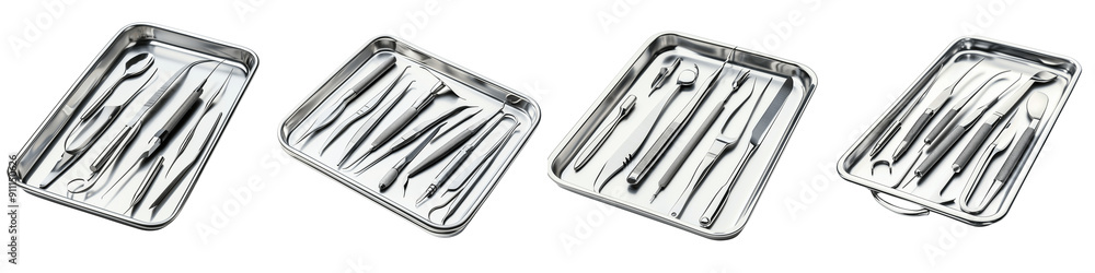 set of A surgical scalpel and other medical tools arranged neatly on a tray, Neatly Arranged Surgical Tools on a White Tray, Steel Surgical Scalpel and Medical Equipment, on a transparent backgrounds set of A surgical scalpel and other medical tools arranged neatly on a tray, Neatly Arranged Surgical Tools on a White Tray, Steel Surgical Scalpel and Medical Equipment, on a transparent backgrounds