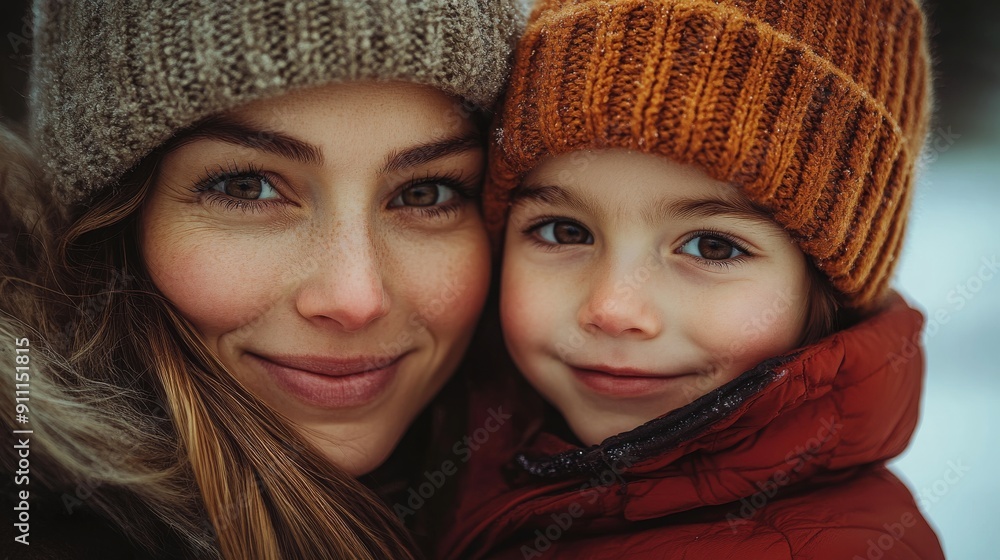 Warm Embrace Between Parent and Child During School Drop-Off on a Winter Morning Warm Embrace Between Parent and Child During School Drop-Off on a Winter Morning