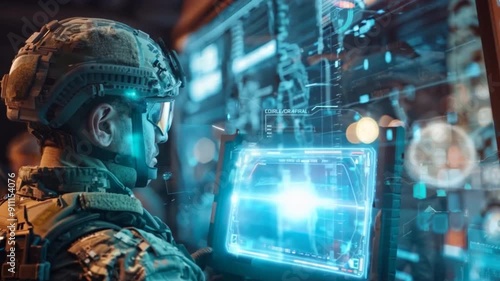 Soldiers use technology in the digital world to control and connect to war.