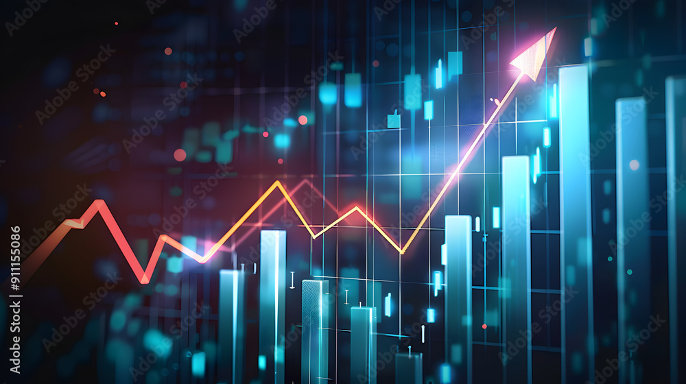 Upward trending graph with arrow pointing high on dark background, symbolizing business growth, financial progress, and rising success in a dynamic market environment. Upward trending graph with arrow pointing high on dark background, symbolizing business growth, financial progress, and rising success in a dynamic market environment.