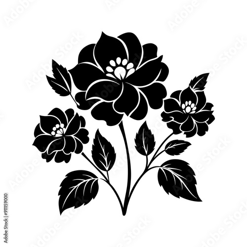 A Flowers Stencil Silhouette Vector illustration.