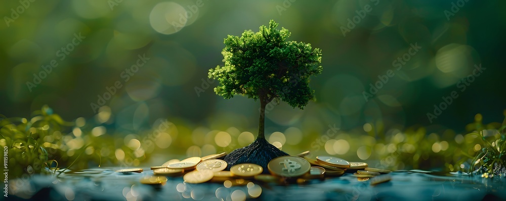 plants with coin illustration plants with coin illustration