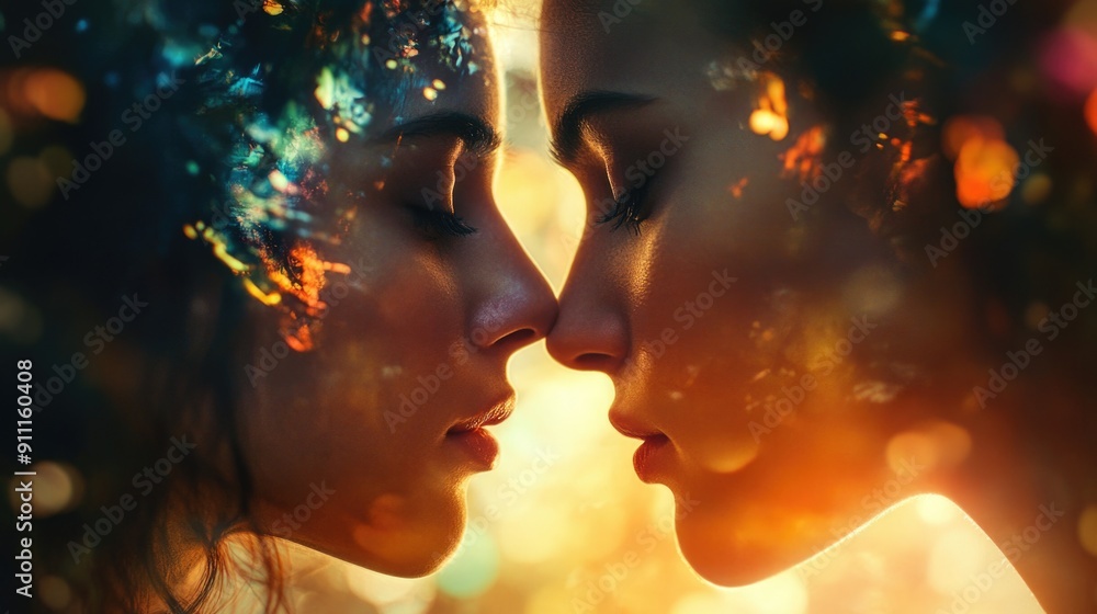 A romantic moment captured between two people embracing each other A romantic moment captured between two people embracing each other
