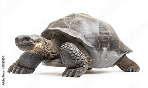 Galapagos Tortoise on White Background