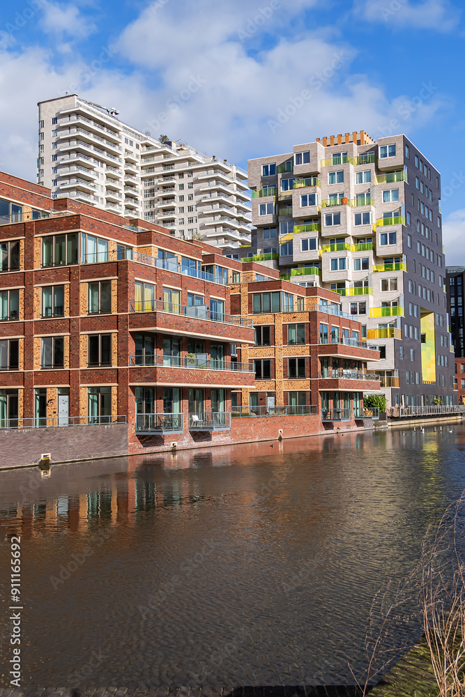 Amsterdam South (Zuidas) with its modern architecture buildings. Amsterdam, the Netherlands. Amsterdam South (Zuidas) with its modern architecture buildings. Amsterdam, the Netherlands.