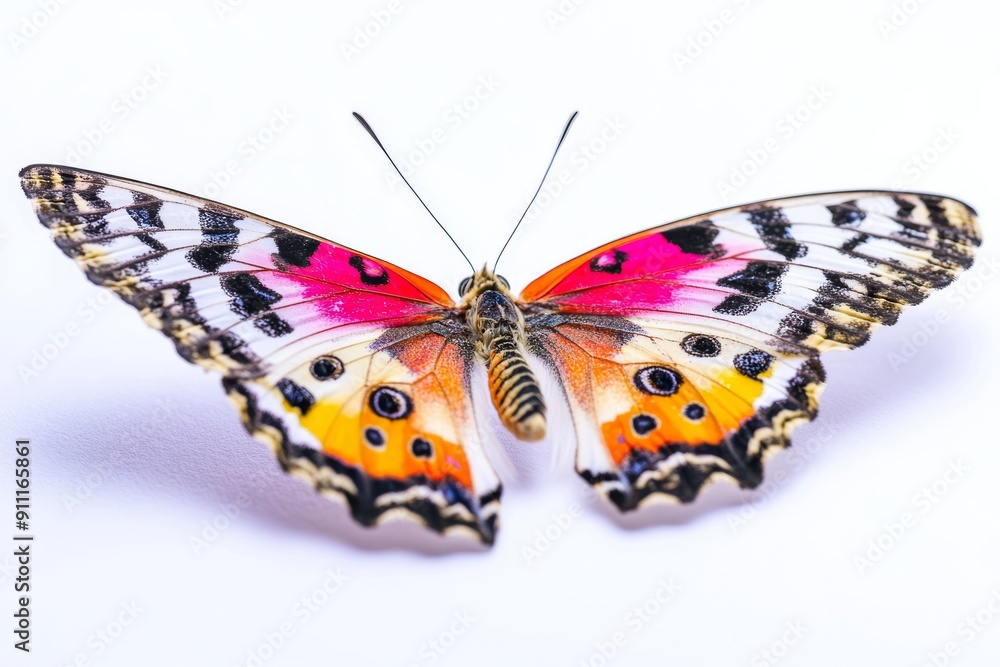 Obraz premium This is a generative AI animal illustration of a colorful butterfly flying on a white background as a transparent PNG