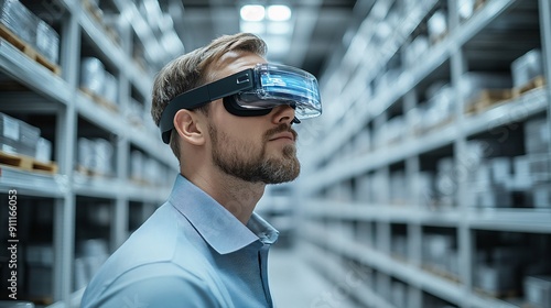 Stockkeeper with Augmented Reality Glasses photo