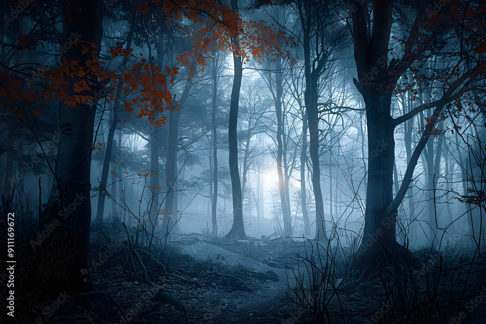 dark misty forest panorama fantasy halloween landscape dark misty forest panorama fantasy halloween landscape