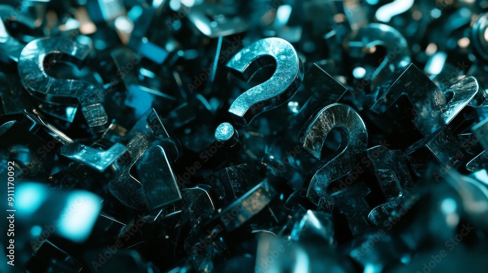 Using self-education, analysis, curiosity, and reasoning to reach clarity, scattered question marks provide space for answers Using self-education, analysis, curiosity, and reasoning to reach clarity, scattered question marks provide space for answers
