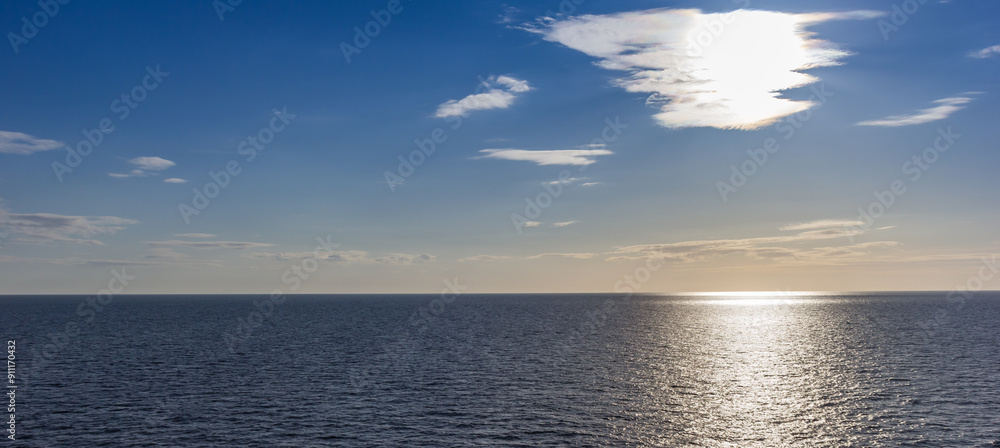 Panorama of early morning in summer on the North Sea