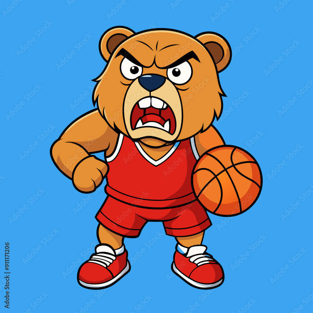 Obraz premium cartoon vector illustration basketball bear