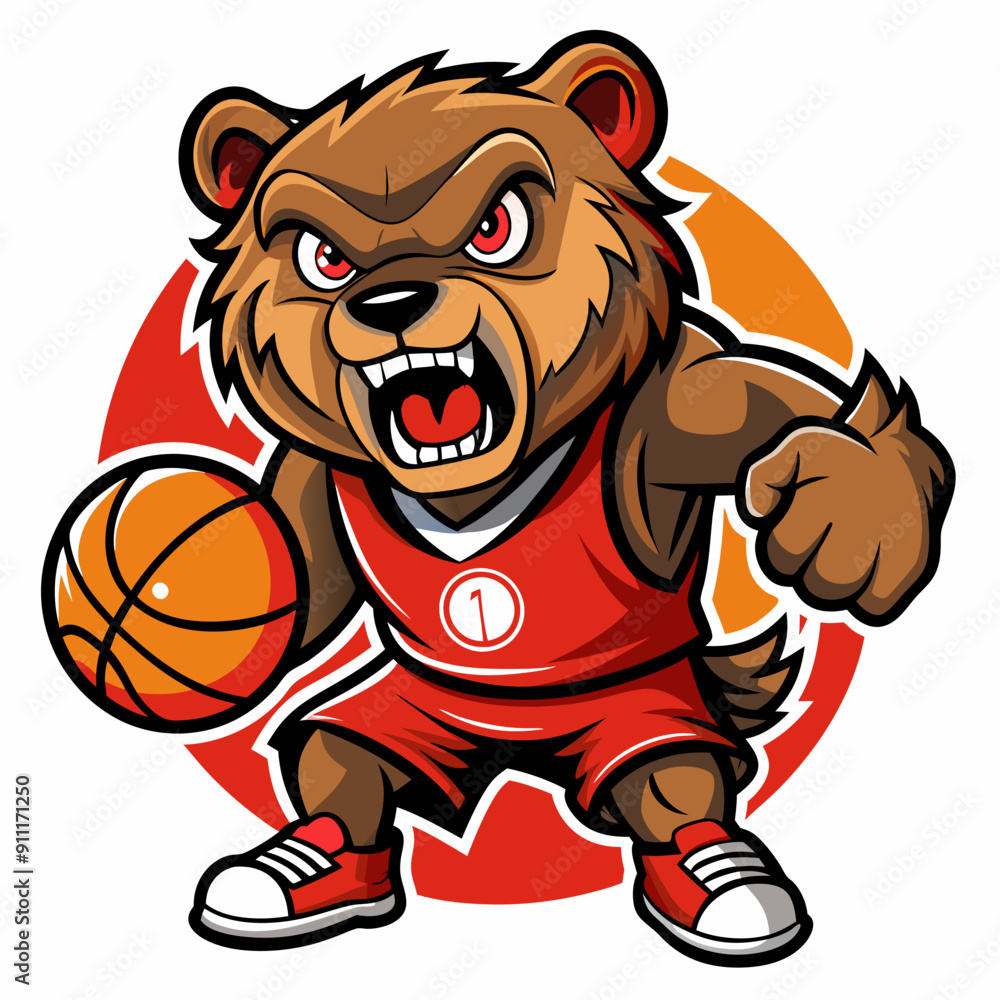 Obraz premium cartoon vector illustration basketball bear