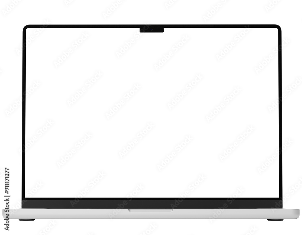 Front view mockup template of silver laptop similar to macbook without background.
Front view mockup template of silver laptop similar to macbook without background.