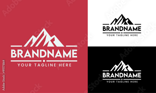 Modern Minimalist Sharp Mountain logo Design Template