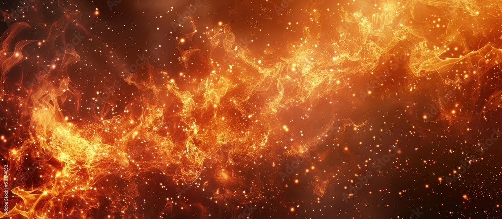 Fototapeta premium Stunning Abstract Fiery Nebula in Space with Glowing Particles and Stars