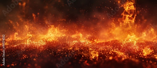 Fiery Abstract Background with Glowing Sparks and Flames in a Dark Atmosphere