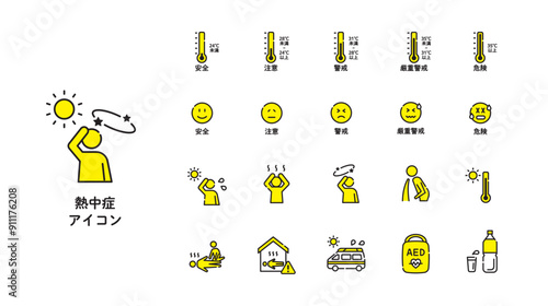 熱中症　アイコン　セット