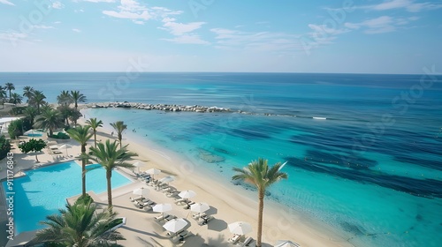 Fototapeta Naklejka Na Ścianę i Meble -  Arabian peninsula gulf coast with white sand beaches and blue sea