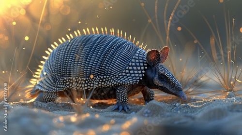 Armadillo in a Golden Meadow photo