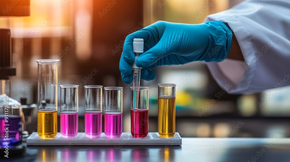 An infected blood test tube is used in a laboratory as a means of preventing viruses An infected blood test tube is used in a laboratory as a means of preventing viruses