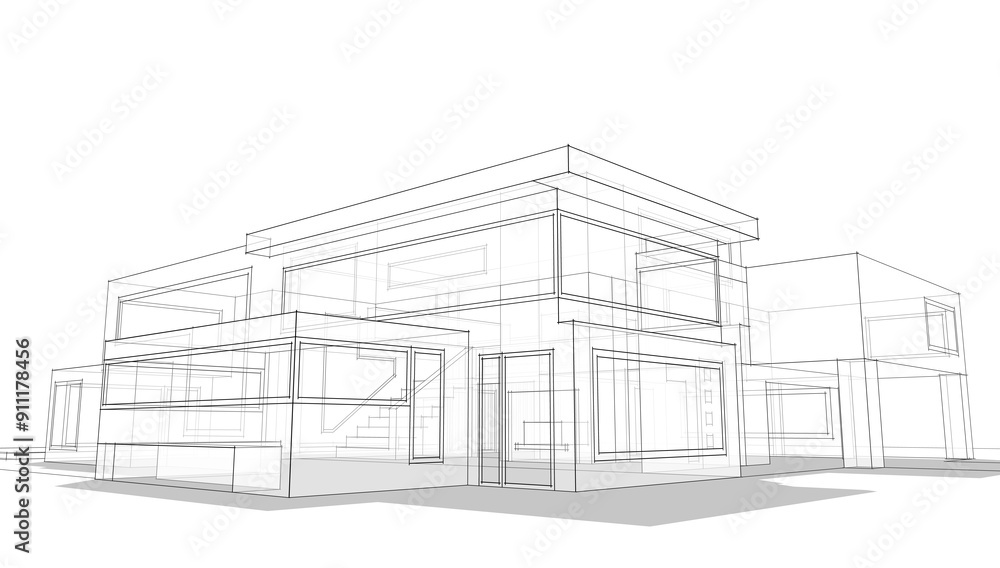 house building architecture 3d illustration house building architecture 3d illustration