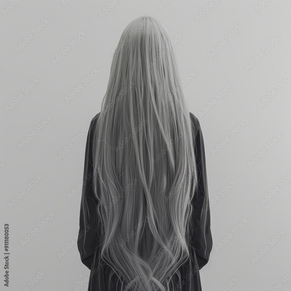 a woman with long hair standing in front of a gray wall a woman with long hair standing in front of a gray wall