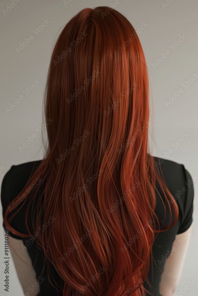 the back of a woman with long red hair the back of a woman with long red hair
