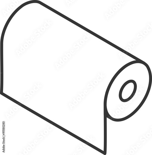 Textile roll vector icon. Paper tube illustration design for kitchen cleaning towel, carpet, scroll whatman, fabric.