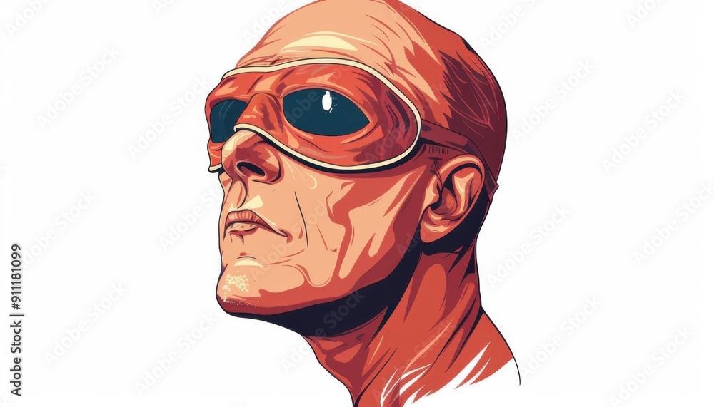 A Futuristic Athletic Figure in Sunglasses Posing Confidently Under Bright Lighting A Futuristic Athletic Figure in Sunglasses Posing Confidently Under Bright Lighting