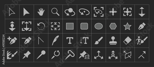 Vector after effects toolbar icon sets