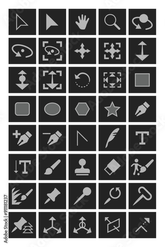 Vector after effects toolbar icon sets