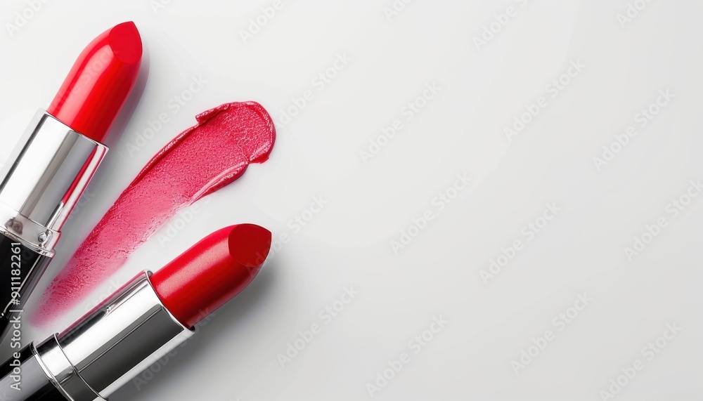 Vibrant Red Lipsticks With Smooth Texture on a Light Background for Makeup Enthusiasts Vibrant Red Lipsticks With Smooth Texture on a Light Background for Makeup Enthusiasts