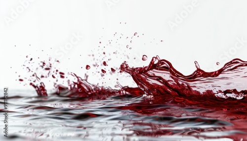 Vibrant Red Liquid Splashing on Surface With Delicate Water Droplets in Bright Environment