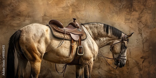 horse with saddle, photo