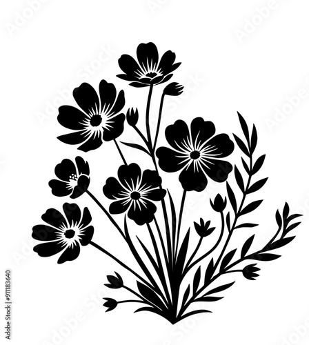 Silhouette flowers palnt vector illustration photo