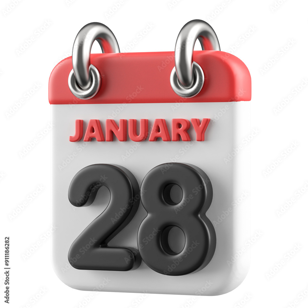 28th January Calendar Icon 3D Render 28th January Calendar Icon 3D Render