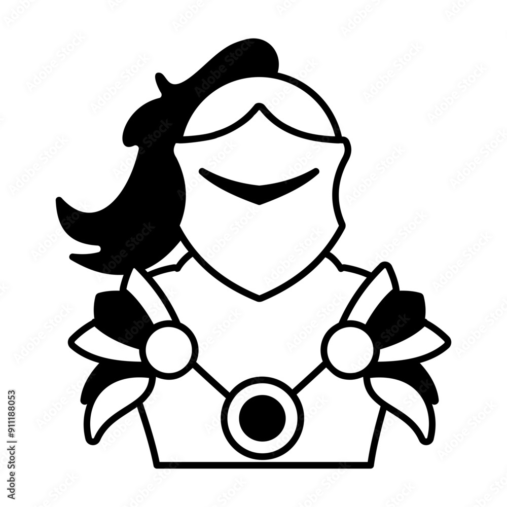 Fototapeta premium A knight designed in glyph style 