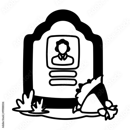 An icon of tombstone designed in glyph style 
