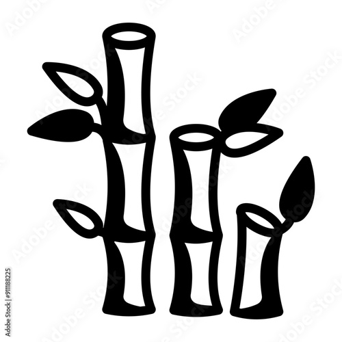 A glyph style icon of bamboos 