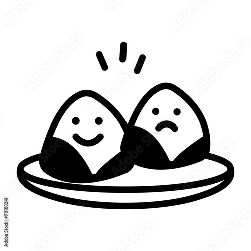 A sketchy icon of japanese onigiri 