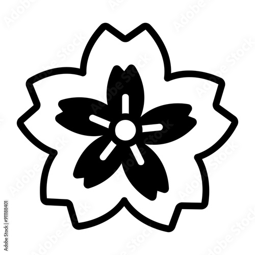 A drawing style icon of sakura flower